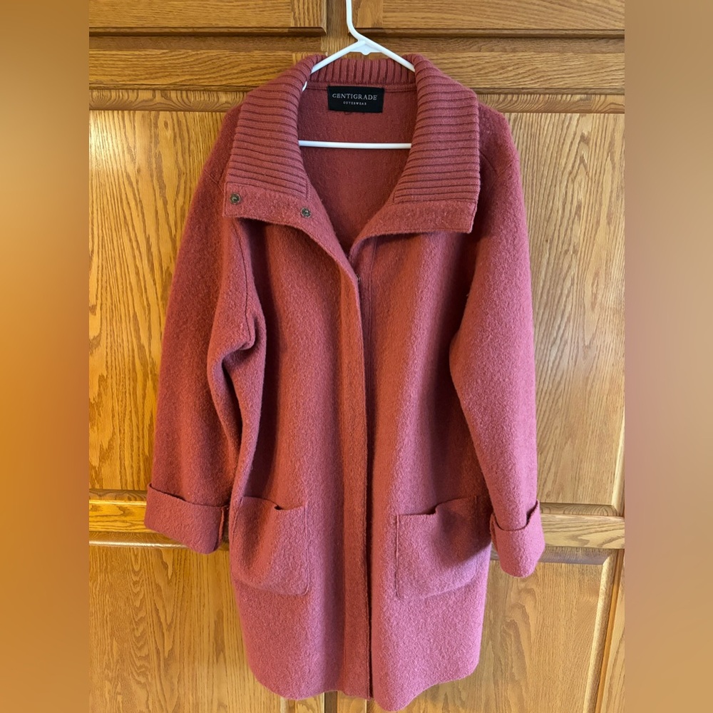 Centigrade Outerwear Terra Cotta 100% Wool Coat Snap Closure Fall size XX large